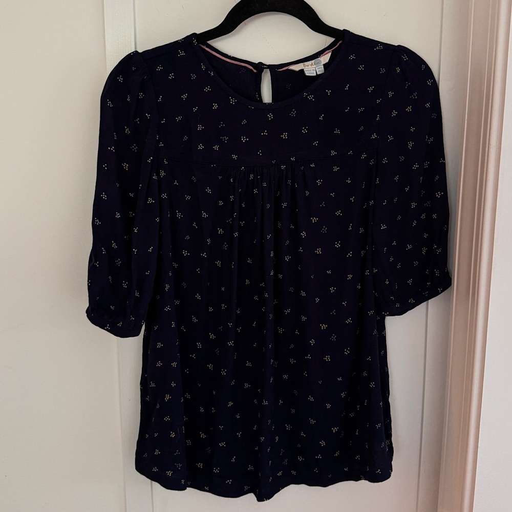 Boden 3/4” Sleeve Blue Blouse Size 2